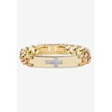 Men's Big & Tall 9" Gold-Plated Round Genuine Diamond Cross Curb-Link Bracelet by PalmBeach Jewelry in Gold