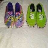 Vans Shoes | 2 Vans Rainbow Sequin & Green 5 Women 3.5 Kids | Color: Green/Purple | Size: Various