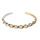 "Two-Tone Sterling Silver Twist Cuff Bracelet, Women's, Size: 7.25"", Multicolor"
