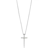 "Sterling Silver 1/10 Carat T.W. Diamond Cross Pendant Necklace, Women's, Size: 18"", White"