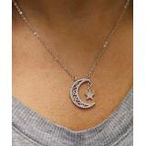 Yeidid International Women's Necklaces - Crystal & Silvertone Crescent Moon & Star Pendant Necklace