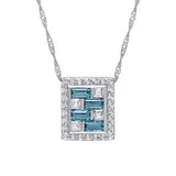 Belk & Co 2.14 Ct. T.w. Blue And White Topaz Brick Mosaic Pendant With Chain In 10K White Gold