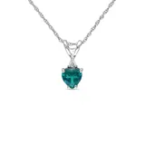 Belk & Co 2/5 Ct. T.w. Lab Created Emerald And Diamond Accent Heart Solitaire Pendant And Chain In 10K White Gold