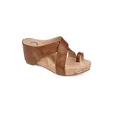 Journee Collection Women's Rayna Wedge Sandals, Brown, 7.5M