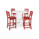 POLYWOOD® La Casa Cafe? 5 Piece Bar Height Dining Set Plastic in Red/White, Size 47.13 H x 114.0 W x 114.0 D in | Wayfair PWS307-1-10135
