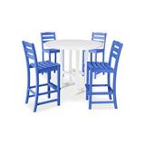 POLYWOOD® La Casa Cafe? 5 Piece Bar Height Dining Set Plastic in White/Blue, Size 47.13 H x 114.0 W x 114.0 D in | Wayfair PWS307-1-10140