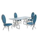 Rosdorf Park Bauxite 5 Piece Dining Set Glass/Metal/Upholstered Chairs in Gray, Size 30.0 H in | Wayfair 86C058163ABD47E89085DFCA358164B9