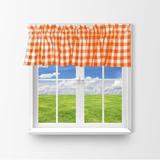 Rosalind Wheeler Filey Checkered Window Valance Cotton Blend in Orange/White, Size 16.0 H x 58.0 W x 3.0 D in | Wayfair