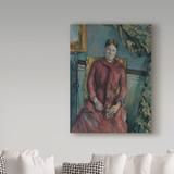 Vault W Artwork 'Madame Cezanne in A Red Dress' by Paul Cezanne Oil Painting Print on Wrapped Canvas Metal in Blue/Red | Wayfair BL02167-C2432GG