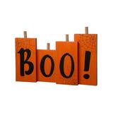 Glitzhome Block Signs - Orange 'Boo' Web Pumpkins Block