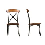 Baxton Studio Broxburn Light Brown Wood and Metal Dining Chairs (Set of 2)