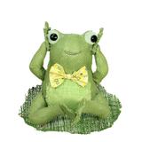 "Northlight 7.5"" Green Yellow and White Decorative Sitting Frog Spring Table Top Decoration"
