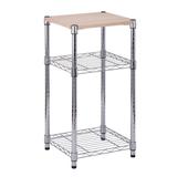 Honey-Can-Do Chrome 3-Tier Metal Wire Shelving Unit (14 in. W x 30 in. H x 15 in. D), Grey
