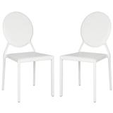 SAFAVIEH Warner White 37 in. H Round Back Leather Side Chair (Set of 2)