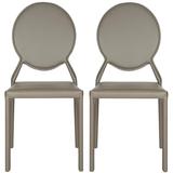 SAFAVIEH Warner Gray 37 in. H Round Back Leather Side Chair (Set of 2)