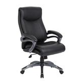 BOSS Office Products Executive High Back Chair Black Leather Gunmetal Grey Frame Comfort Cushion design Padded Arms Pneumatic Lift