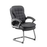 BOSS Office Products Guest Chair Black Vinyl Pewter Frame Comfort Pillow Design Padded Arms