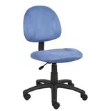 BOSS Office Products Blue Microfiber Fabric upholstered Cushions Black Nylon Base Armless Pneumatic Lift Task Chair
