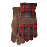Midwest Gloves & Gear Brown Leather Red Plaid Wool Back