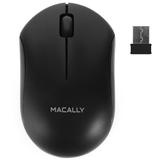 Macally RF Wireless Computer Mouse with 3 Button Scroll Wheel 2.4 GHZ Dongle Receiver for PC/ MAC Black