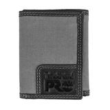 Timberland PRO Men's Canvas Leather RFID Trifold Wallet with Zippered Pocket (Charcoal), Grey
