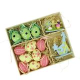 Northlight 3.5 in. Pink, Blue, Green and Yellow Easter Egg Birdhouse and Rooster Spring Decorations (Set of 13)