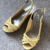 American Eagle Outfitters Shoes | American Eagle Ruffled Cork Wedges | Color: Yellow | Size: 7.5