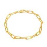 "14k Gold Over Silver Paper Clip Chain Bracelet, Women's, Size: 7.5"", Yellow"