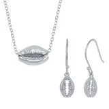 "Sterling Silver Cowrie Shell Necklace & Earring Set, Women's, Size: 16-18"" ADJ, White"