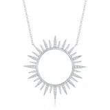 "Sterling Silver Cubic Zirconia Sun Necklace, Women's, Size: 16-18"" ADJ, White"