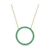 Belk & Co 7/8 Ct. T.w. Created Emerald Circle Of Life Pendant With Chain In 10K Yellow Gold