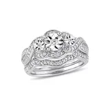 Belk & Co 1/4 Ct. T.w. Diamond 3-Stone Bridal Set In Sterling Silver, White, 9