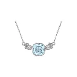 Belk & Co Blue Topaz, Created White Sapphire And Diamond Accent 3 Stone Necklace In 10K White Gold