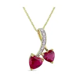Belk & Co Women's 2.62 ct. t.w. Created Ruby Heart Necklace with Diamonds in 10k Yellow Gold