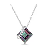 Belk & Co Women's 3 ct. t.w. Exotic Green Topaz Solitaire Pendant with Chain in 10k White Gold
