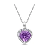 Belk & Co 2.4 Ct. T.w. Amethyst And 1/8 Ct. T.w. Diamond Heart Necklace In 10K White Gold