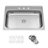 MR Direct 18 Gauge Stainless Steel 33" L x 22" W Drop-In Kitchen Sink Stainless Steel in Gray, Size 5.75 H x 33.0 W x 22.0 D in | Wayfair