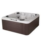Ohana Spas Revive LS 6 Person 86 - Jet Acrylic Square Hot Tub w/ Heater & Ozone Acrylic in Brown, Size 36.0 H x 85.0 W x 85.0 D in | Wayfair