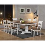 Rosalind Wheeler Paradis 7 - Piece Extendable Rubber Solid Wood Dining Set Wood in Brown/White, Size 30.0 H in | Wayfair