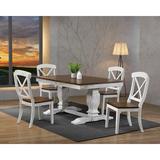 Rosalind Wheeler Paradis 5 - Piece Extendable Rubber Solid Wood Dining Set Wood in White/Brown, Size 30.0 H in | Wayfair