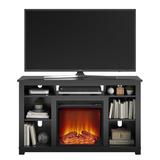 Wrought Studio™ Burleigh TV Stand for TVs up to 55" w/ Electric Fireplace Included Wood in Black, Size 28.5 H in | Wayfair