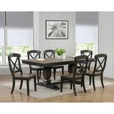 Rosalind Wheeler Paradiso 7 - Piece Extendable Rubber Solid Wood Dining Set Wood in Black/Brown/Gray, Size 30.0 H in | Wayfair