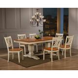 Rosalind Wheeler Papineau 7 - Piece Extendable Rubber Solid Wood Dining Set Wood in White/Brown, Size 30.0 H in | Wayfair