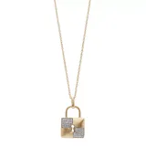 "14k Gold Over Silver 1/10 Carat T.W. Diamond Lock Pendant, Women's, Size: 18"", White"
