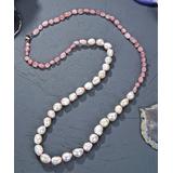 My Gems Rock! Women's Necklaces Pink - Rose Quartz & Cultured Pearl Beaded Necklace