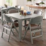 Madeira Folding Table & Chairs - Gray Wash/Marble Flint/Upholstered, Gray Wash, Upholstered - Grandin Road