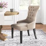 Kelly Clarkson Home Concert Tufted Arm Chair in Beige Wood/Upholstered in Brown, Size 43.0 H x 24.0 W x 28.0 D in | Wayfair