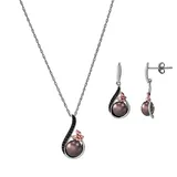 "Freshwater by HONORA 18k Gold Over Silver Black Freshwater Cultured Pearl Pendant & Earring Set, Women's, Size: 18"""