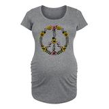 Bloom Maternity Women's Tee Shirts ATHLETIC - Athletic Heather Floral Peace Sign Maternity Scoop Neck Tee