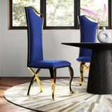 Willa Arlo™ Interiors Aminu Upholstered Side Chair Velvet in Blue, Size 47.5 H x 21.25 W x 21.25 D in | Wayfair F2C163DF6554424AAFA8EDDDEDDE5D51